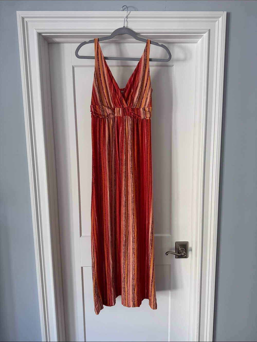 Soma Red Orange Striped Maxi Dress